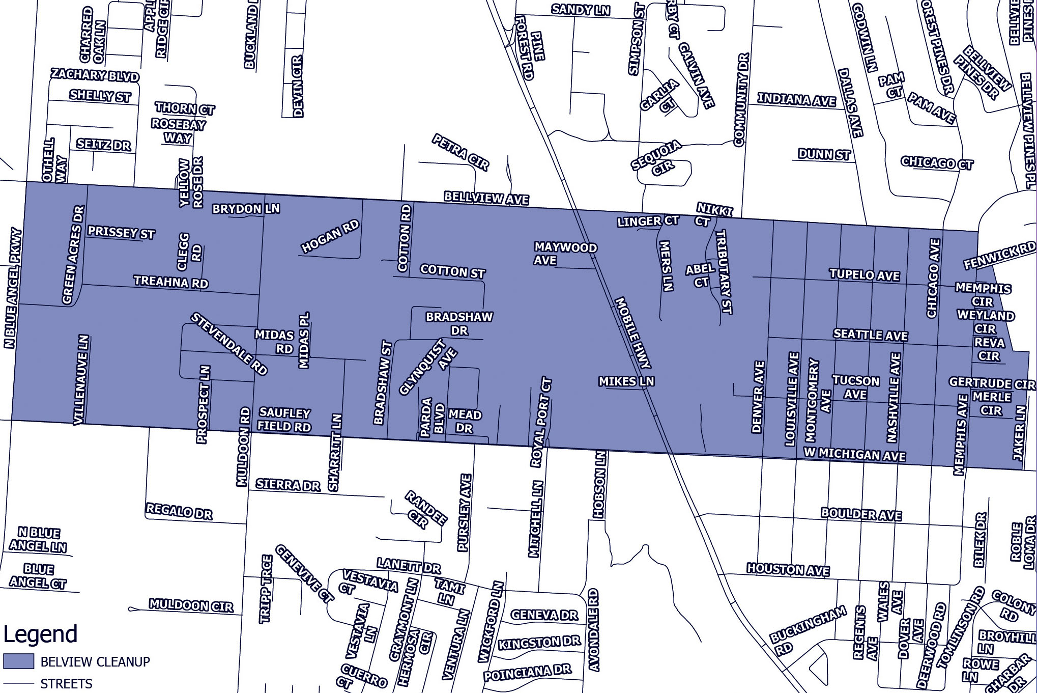Bellview Neighborhood Cleanup Map