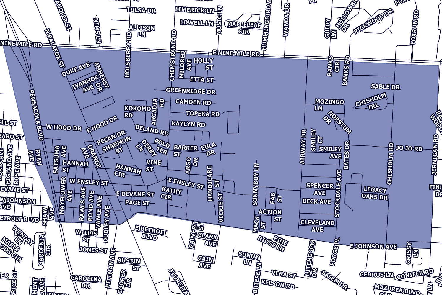District 3 Ensley North Neighborhood Cleanup Map