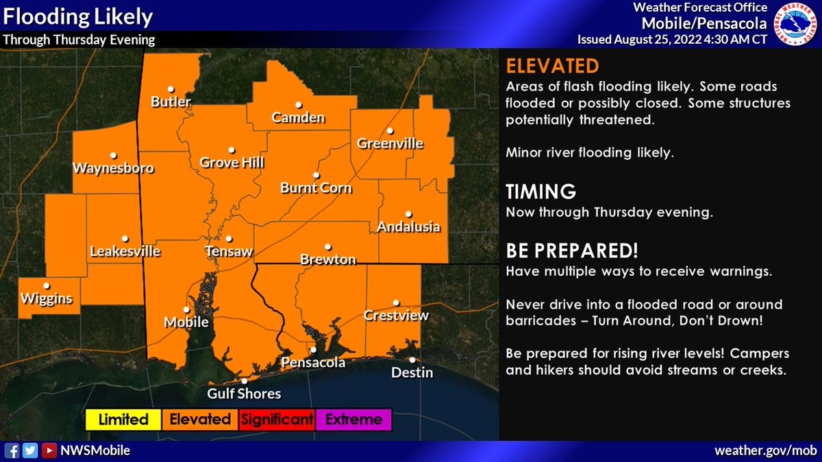 weather map showing possible flooding