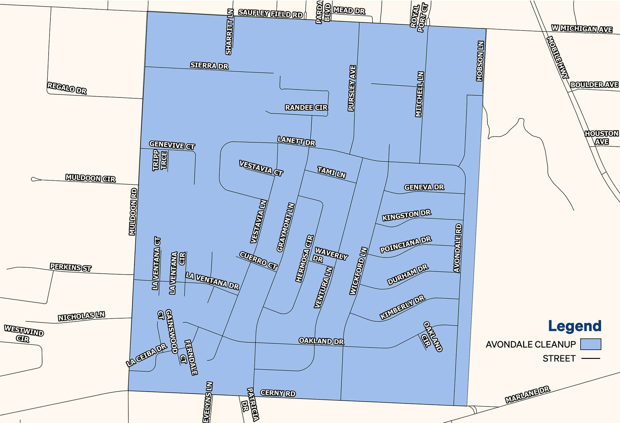 Avondale Neighborhood Cleanup Map