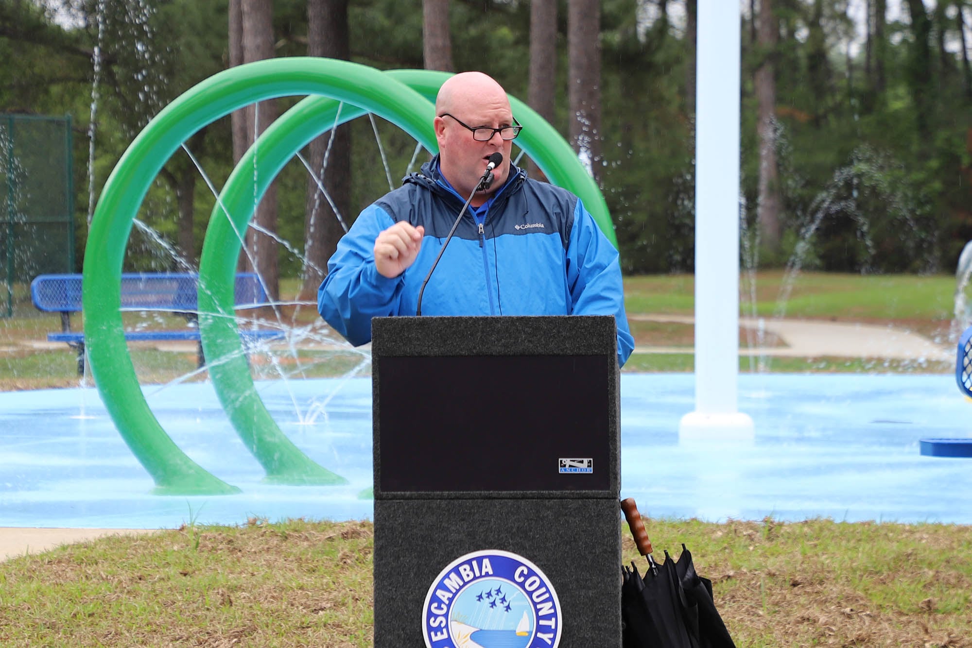 Parks and Recreation Director Michael Rhodes speaks at the Beulah Regional Park Grand Reopening Event