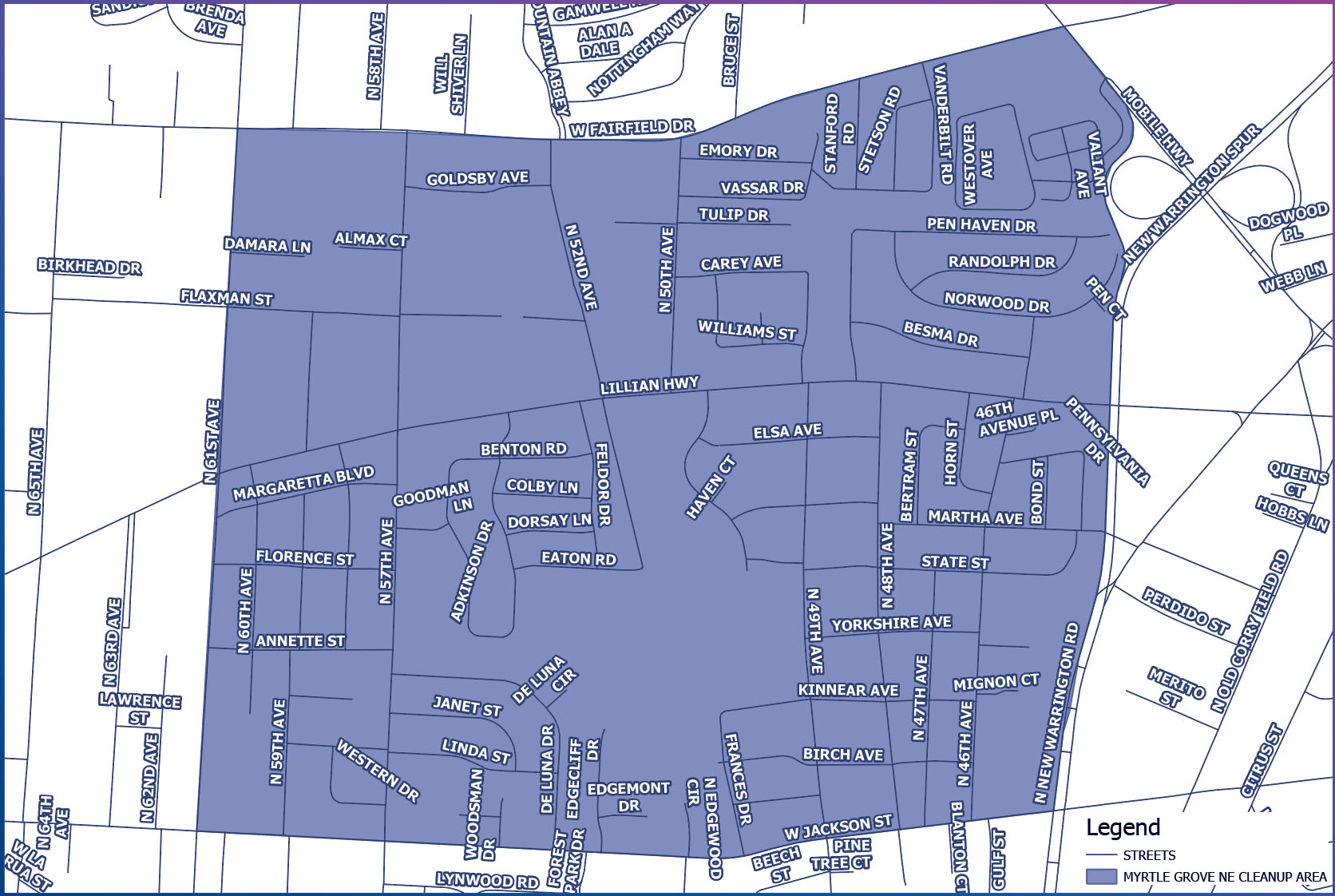 District 2 Myrtle Grove NE Neighborhood Cleanup Map