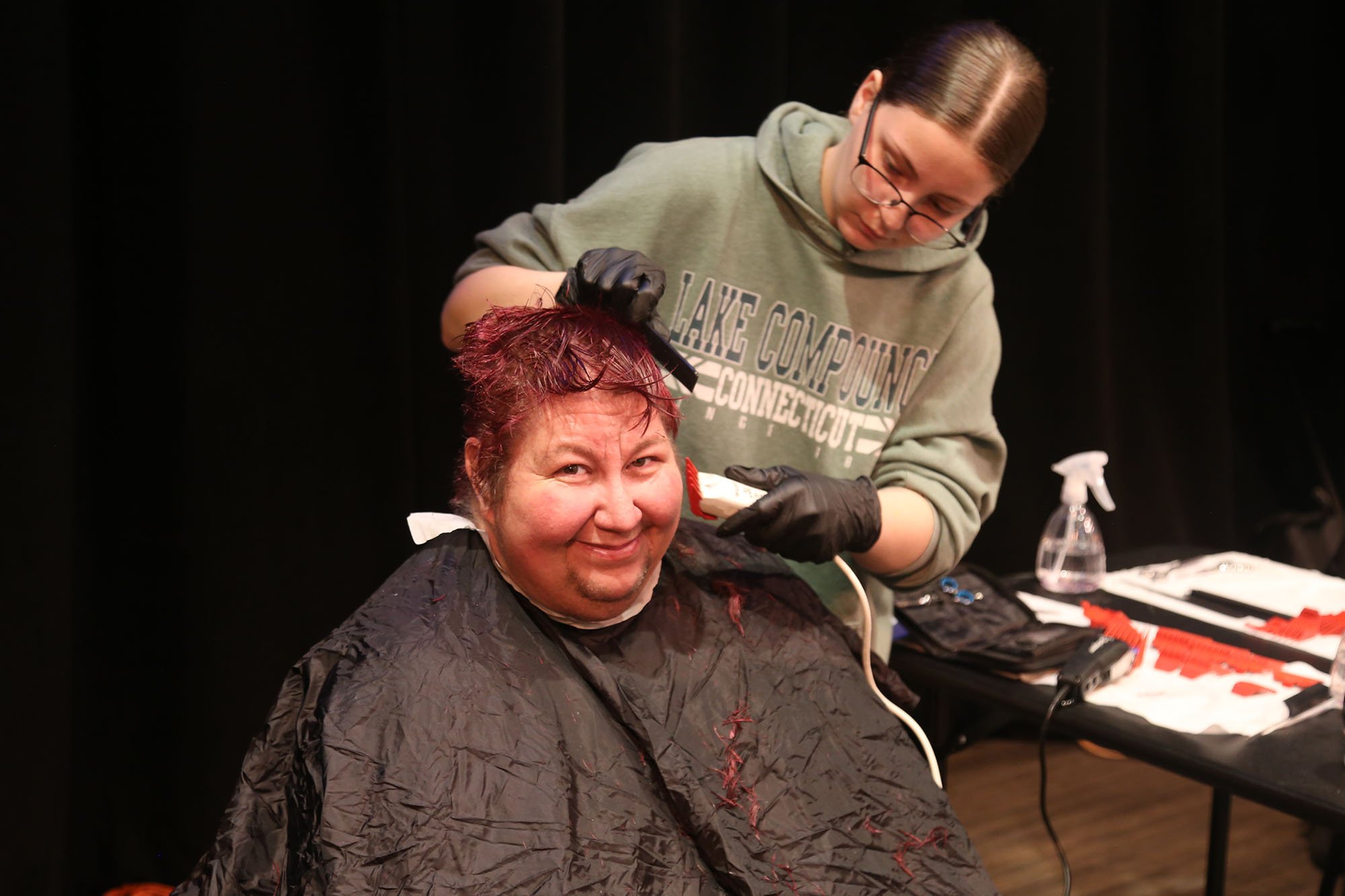 Woman getting a haircut