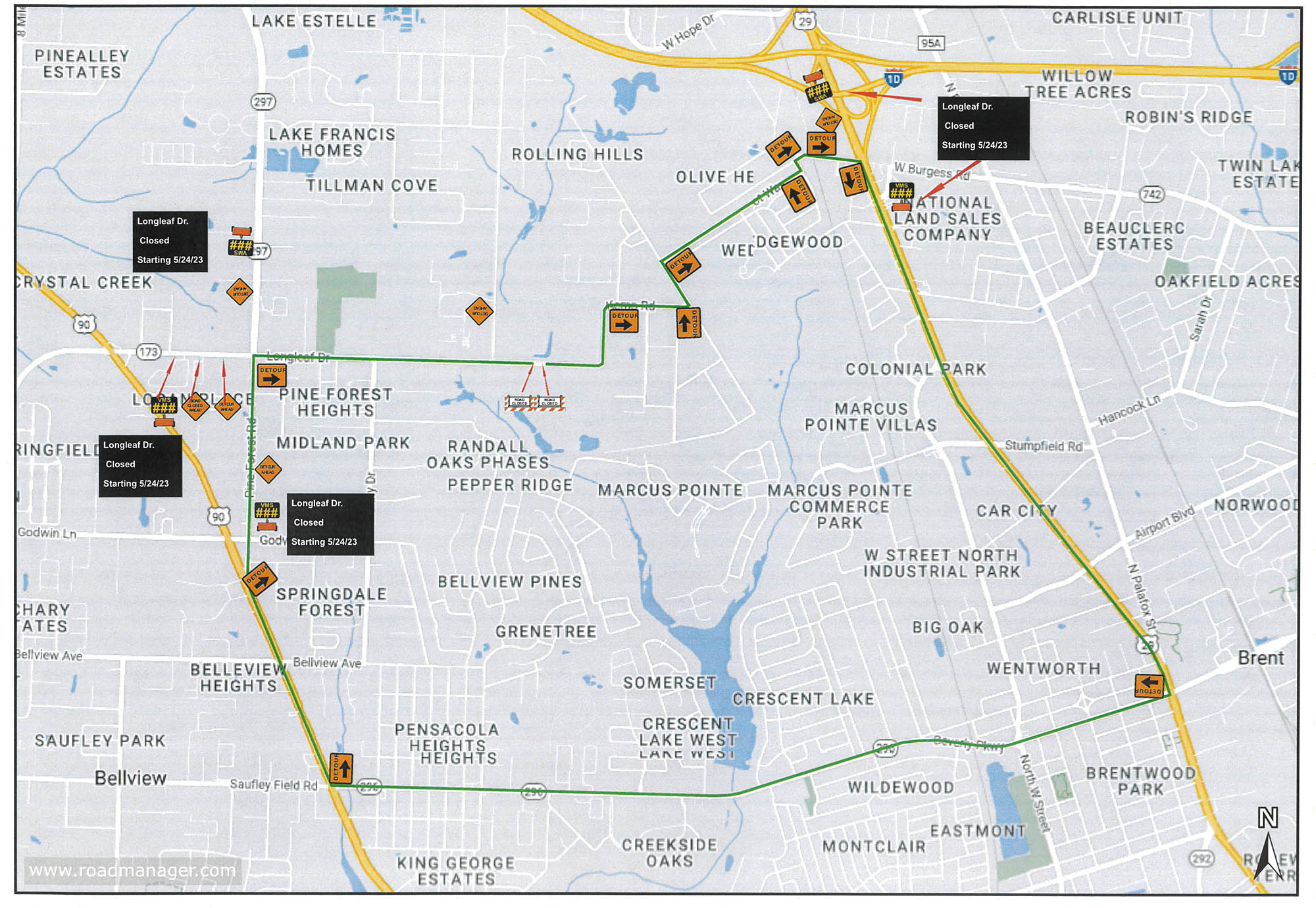 Longleaf Drive MOT Work Map