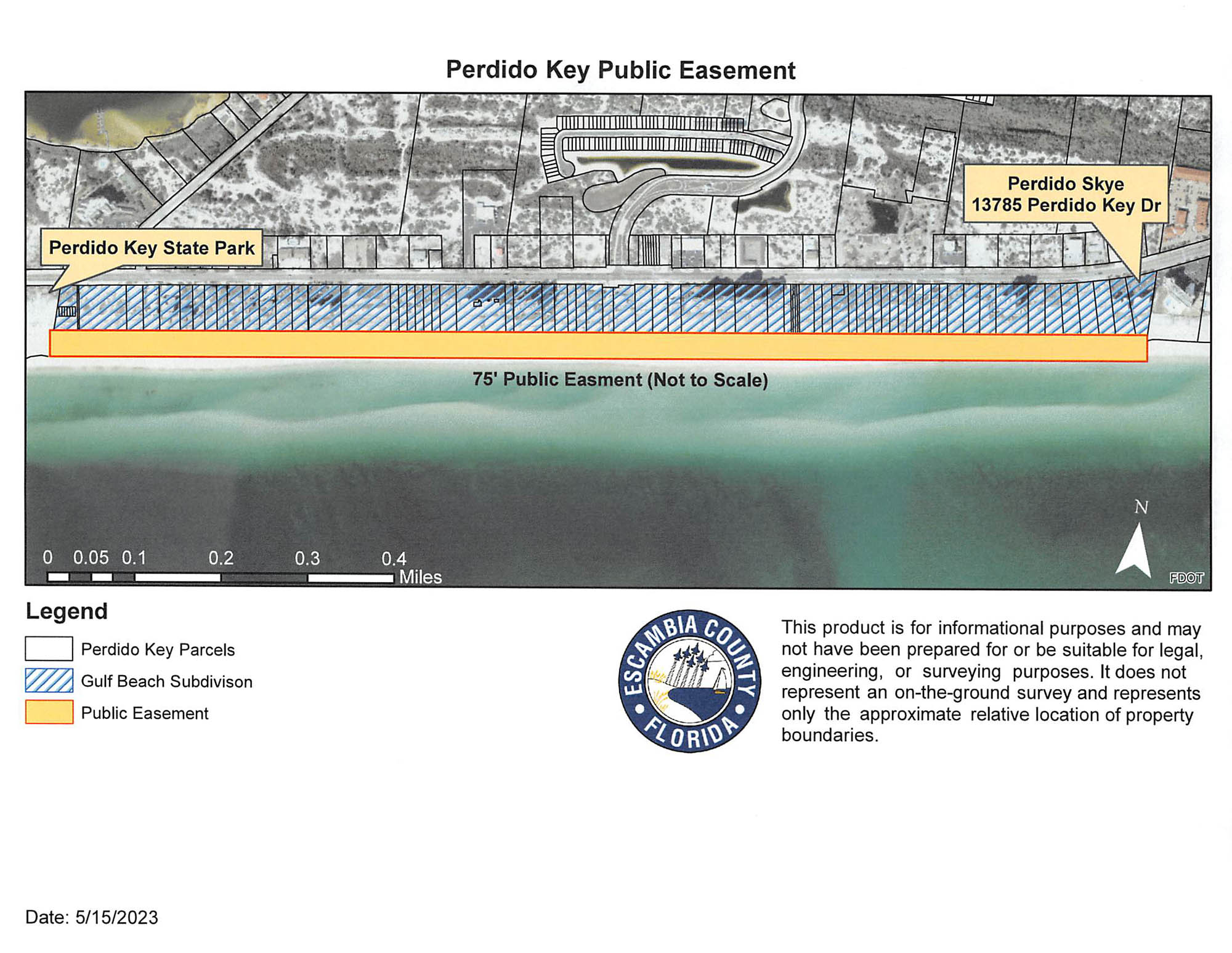 Map showing the Perdido Key Public Easement