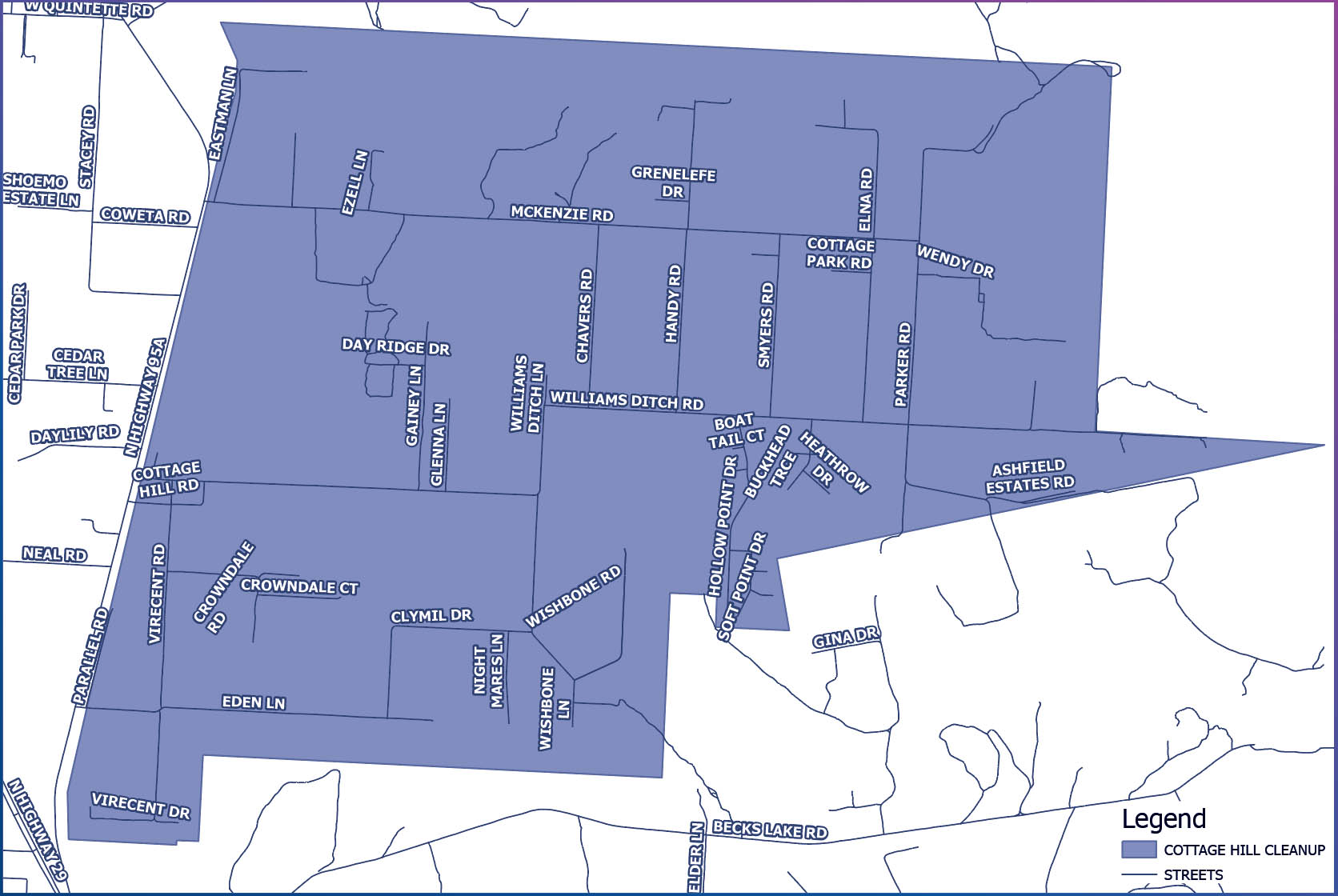 Map of Cottage Hill neighborhood cleanup