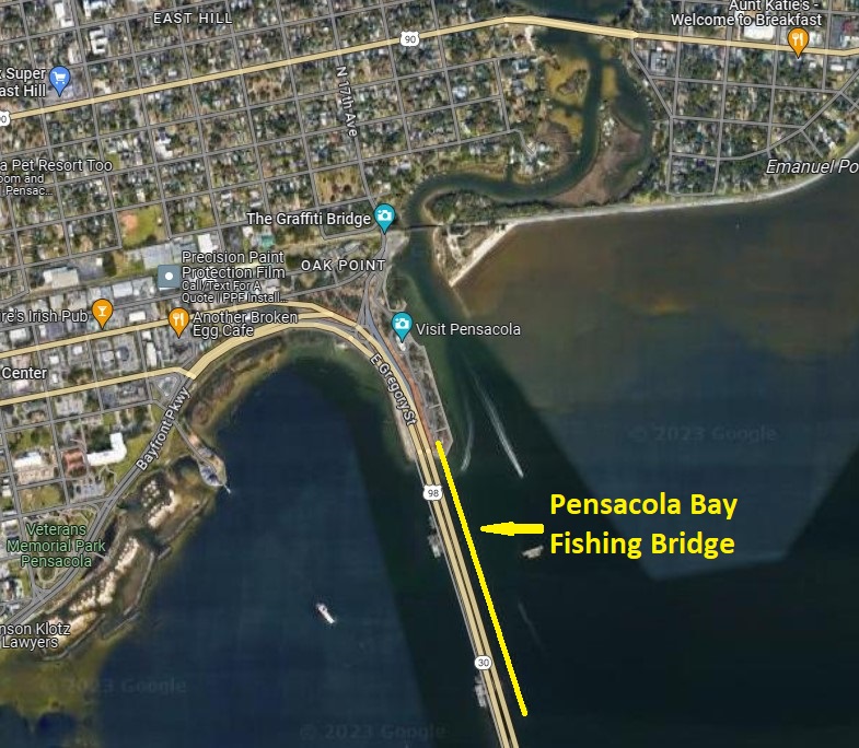 Pensacola Bay Fishing Bridge Map