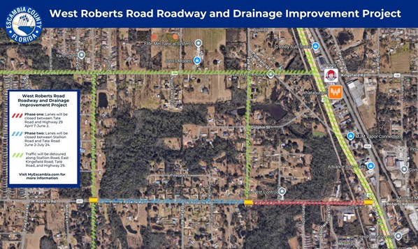 West Roberts Road Roadway & Drainage Improvements Traffic Plan Aerial