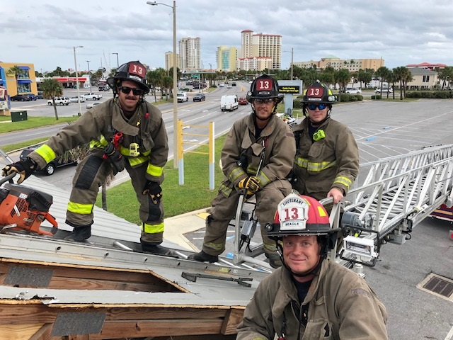 Firefighters conduct ladder training on Pensacola Beach