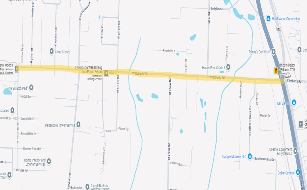 West Roberts Road Widening & Drainage Map