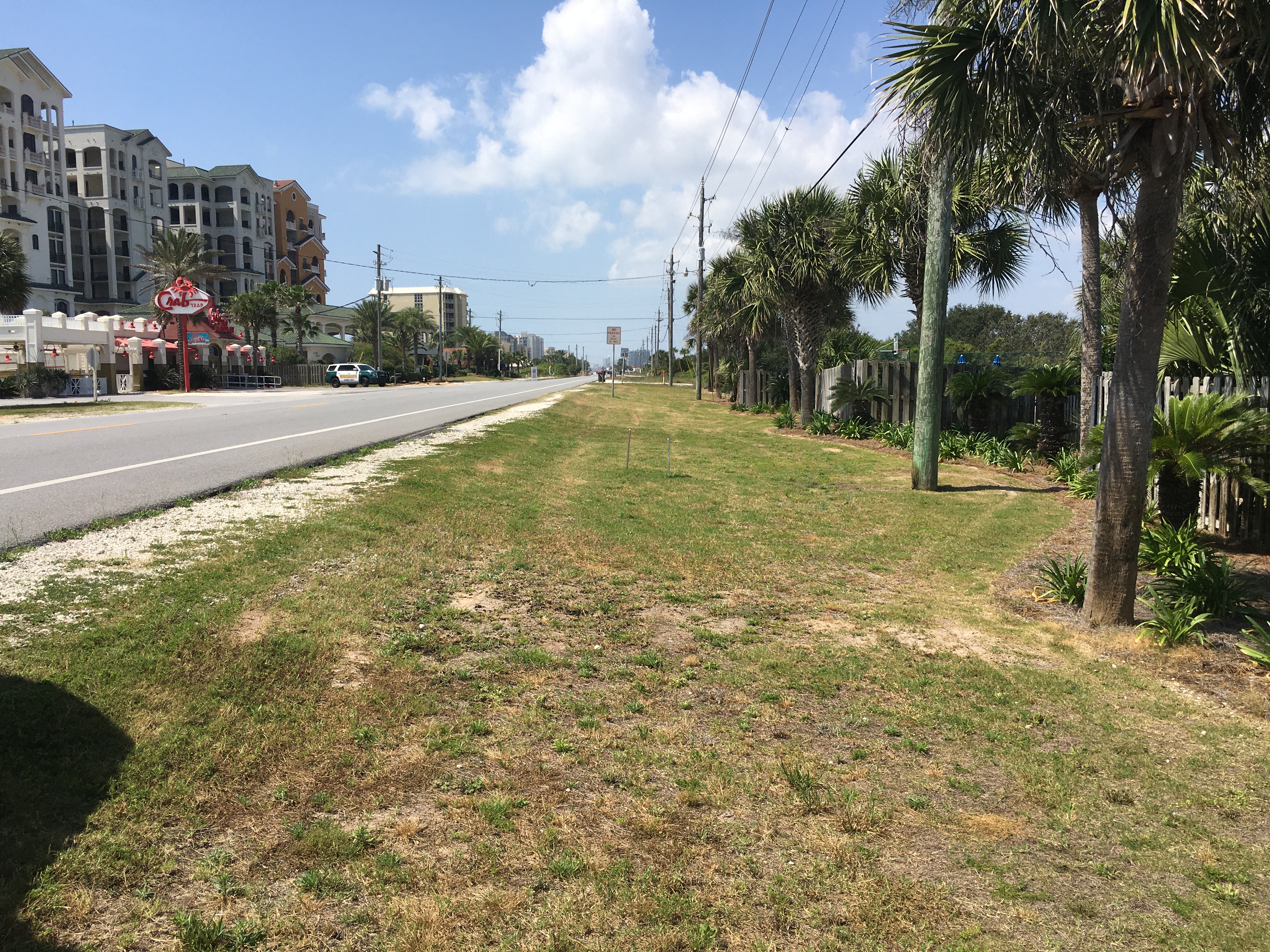 Photo of proposed path site across from Crab Trap