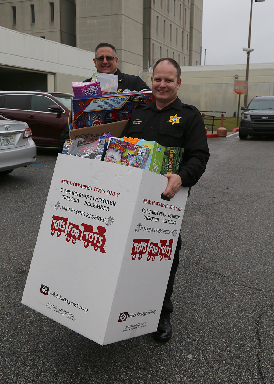 Escambia County Corrections staff collected toys to be distributed by Toys for Tots to children in need. 