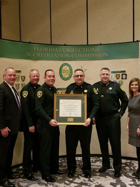 Corrections Named Excelsior Agency The Escambia County Jail was re-accredited by the Florida Corrections Accreditation Commission on Feb. 19 in St. Augustine, Florida.