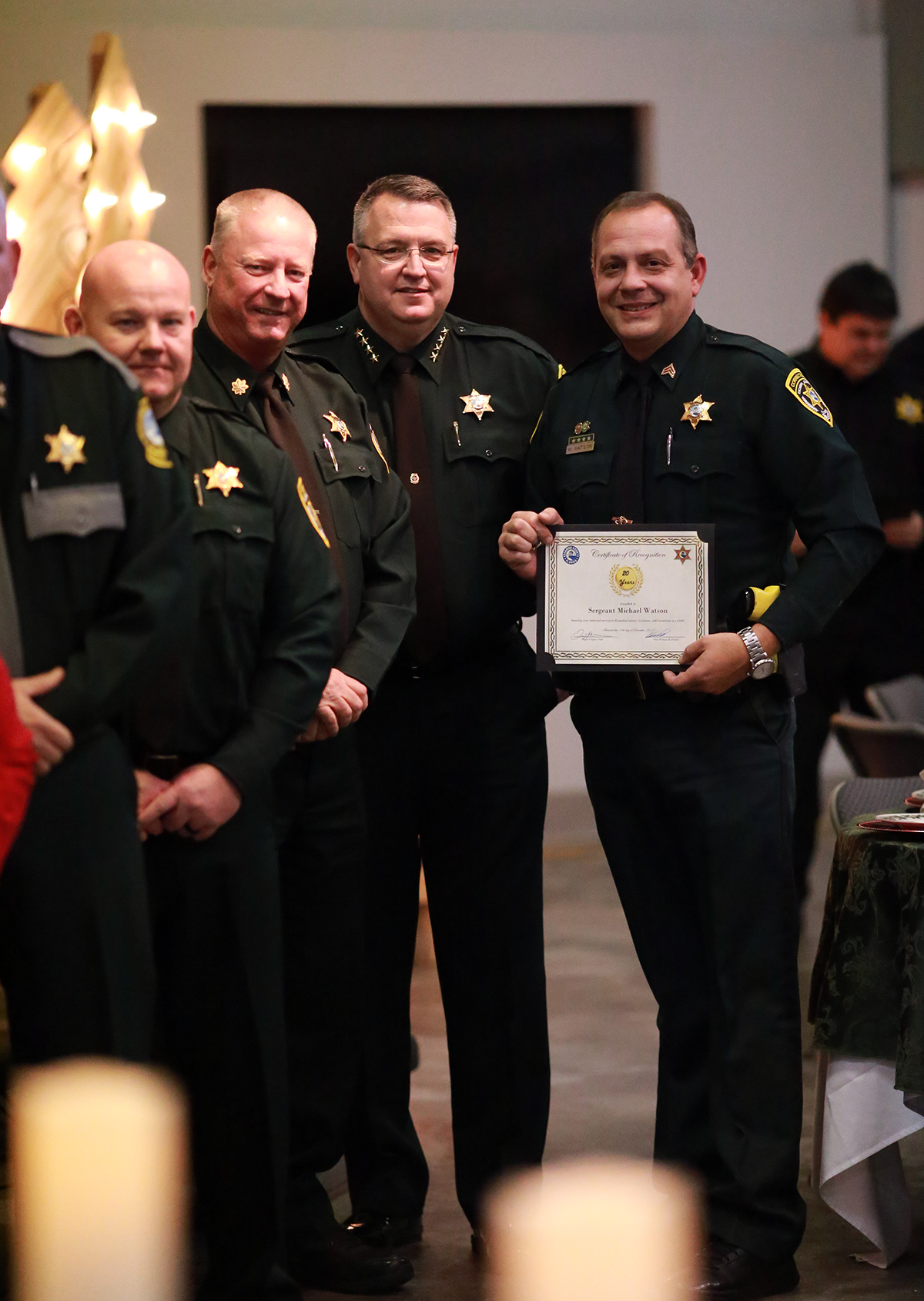 The Escambia County Corrections Department recognized several staff members for promotions, longevity and other outstanding achievements.