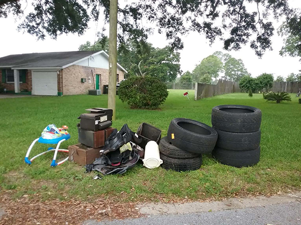 Items left at the curb for pickup during the Ebonwood Neighborhood Cleanup.