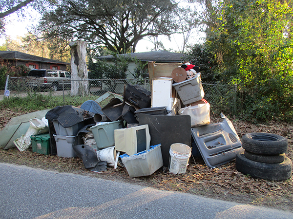 Items left at the curb for pickup during the Ensley North Neighborhood Cleanup