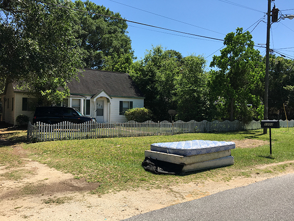 Mattresses left at the curb for pickup during the West Barrancas Neighborhood Cleanup