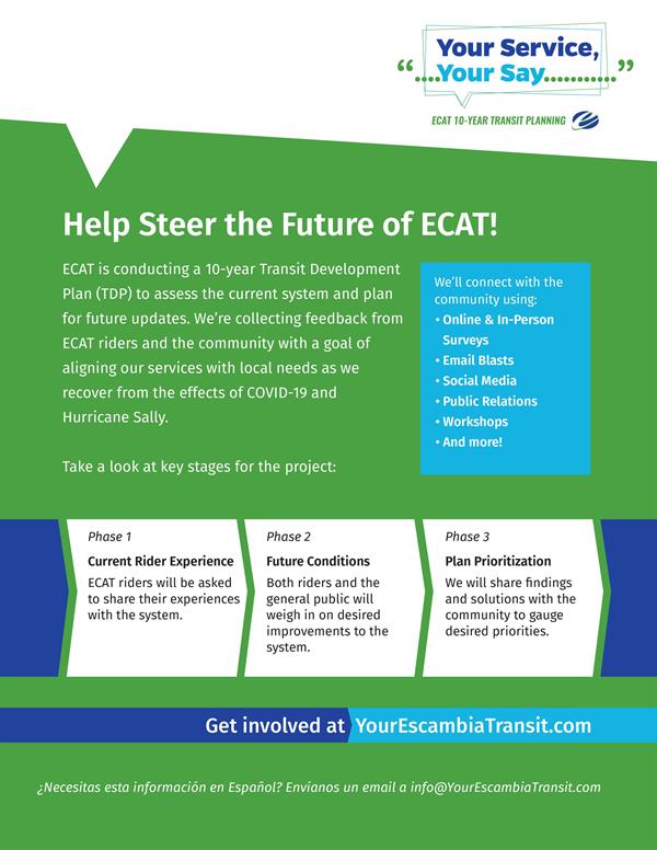 ECAT is conducting a 10-year Transit Development Plan (TDP).