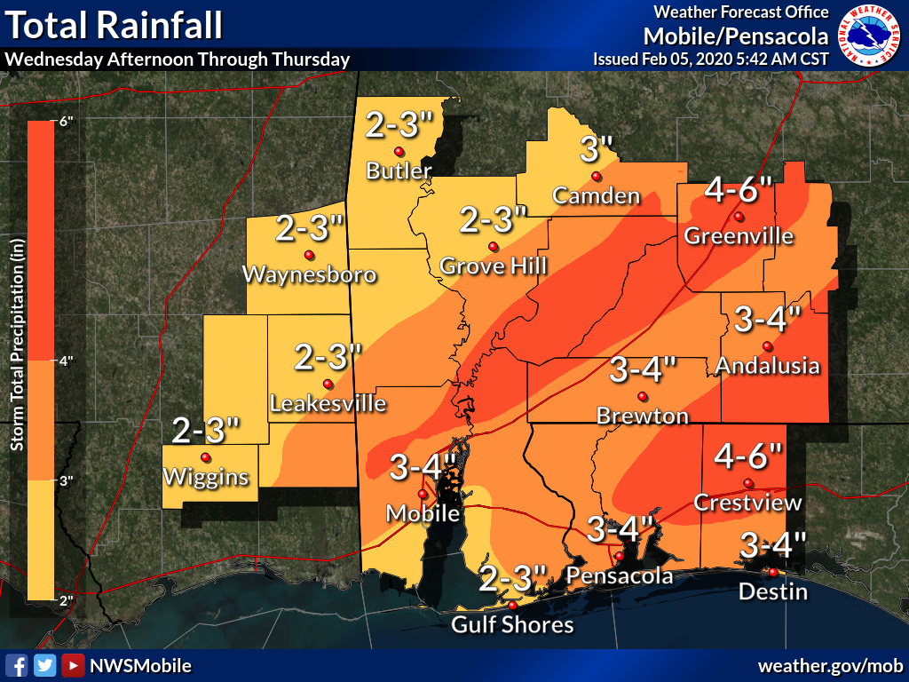 Rainfall totals Feb. 5