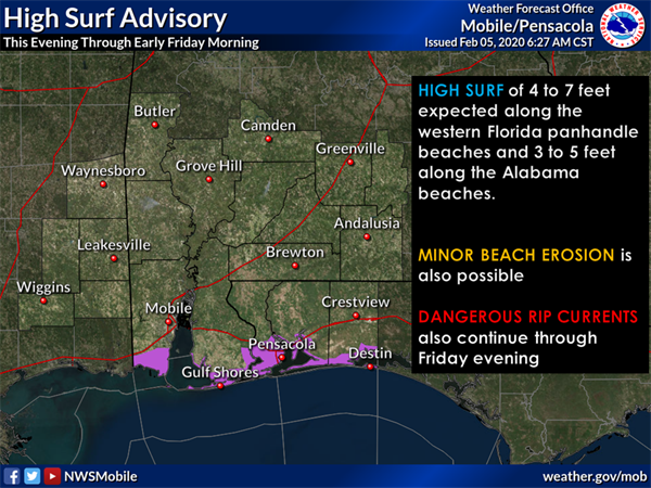 High surf advisory Feb. 5