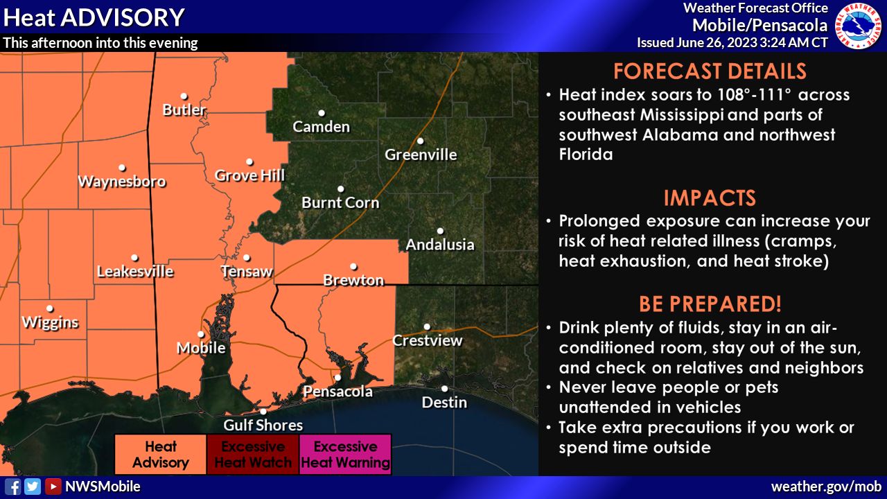 Heat Advisory Graphic from the National Weather Service