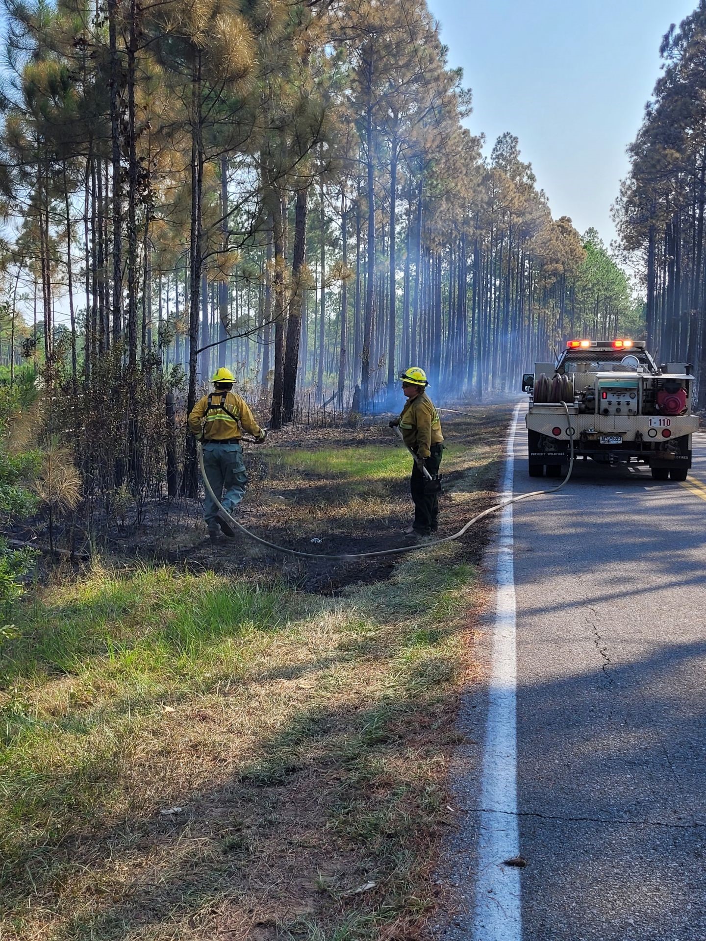 FFS crews putting out the brush fire