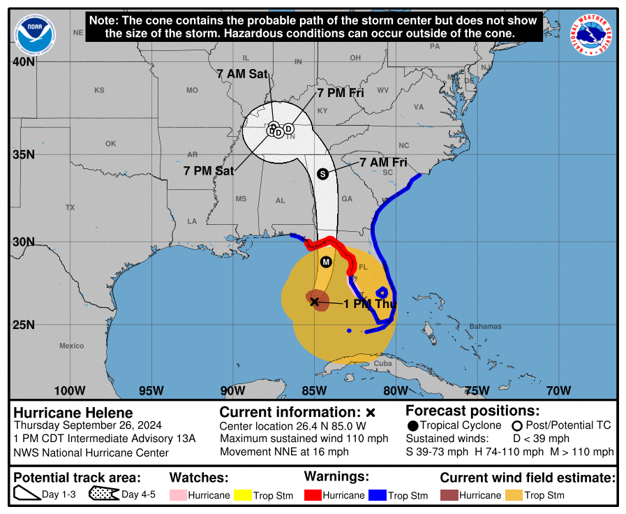 1 p.m. Hurricane Helene Update