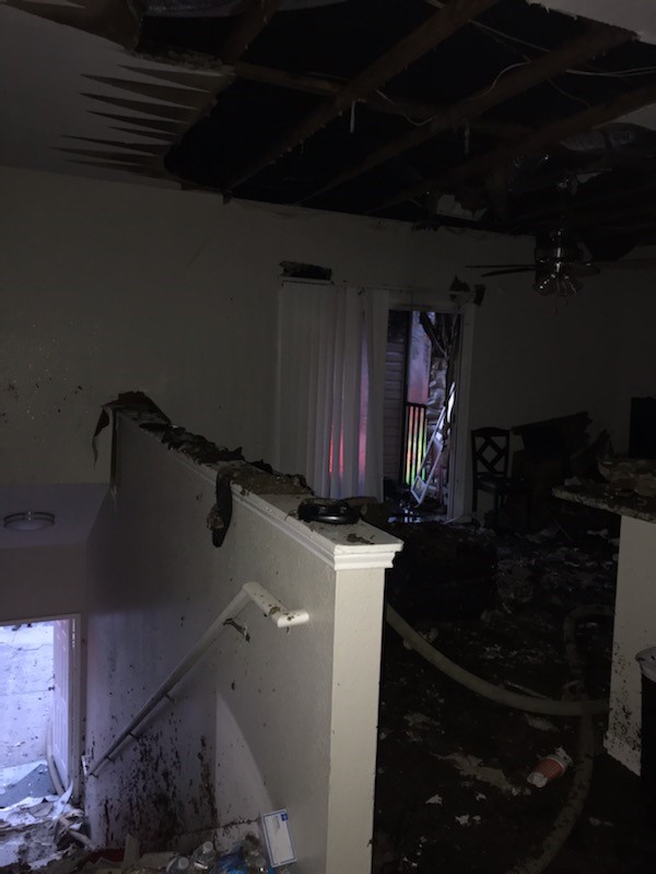 Fire damage inside the apartment unit