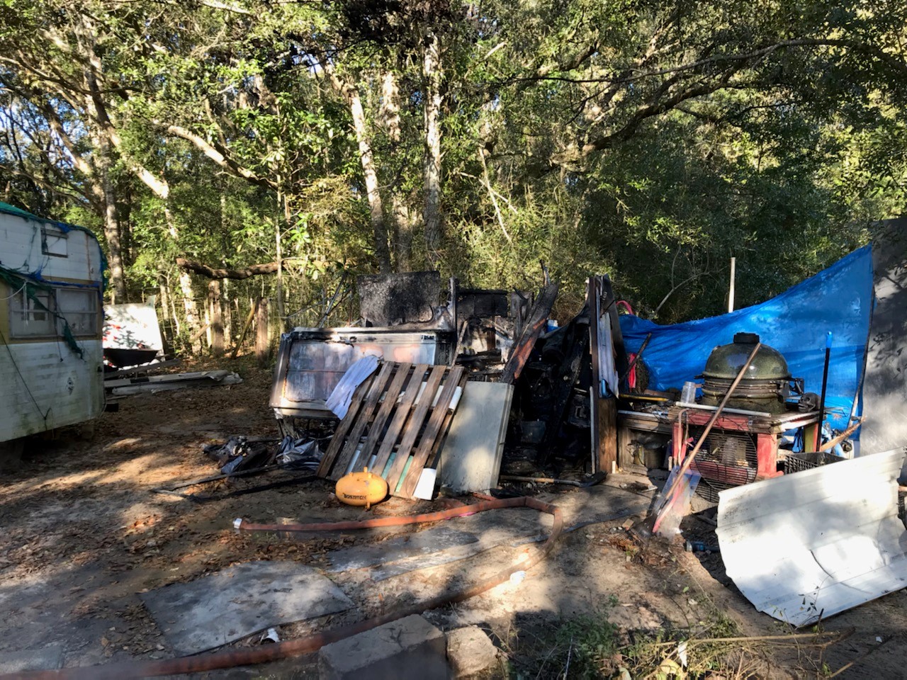 Picture of the burned down shed.