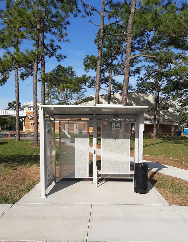Bus shelter at Wedgewood Community Center Bus shelter at Wedgewood Community Center