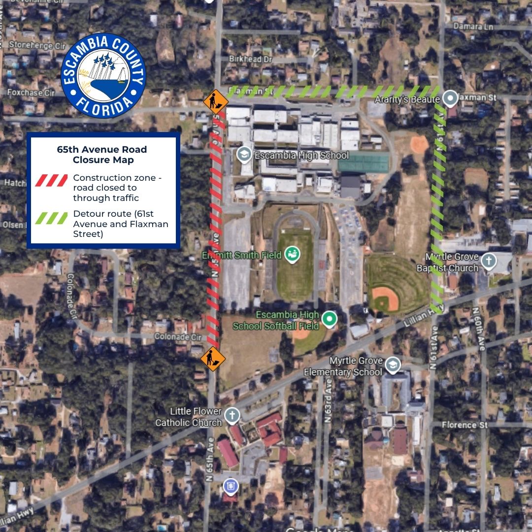 65th Avenue Road Closure Map