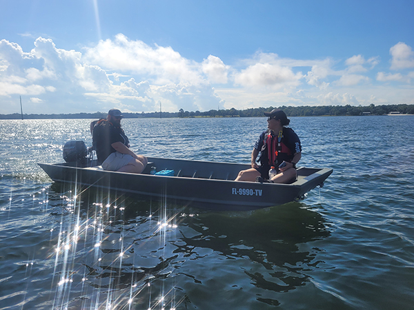 Two people in a boat