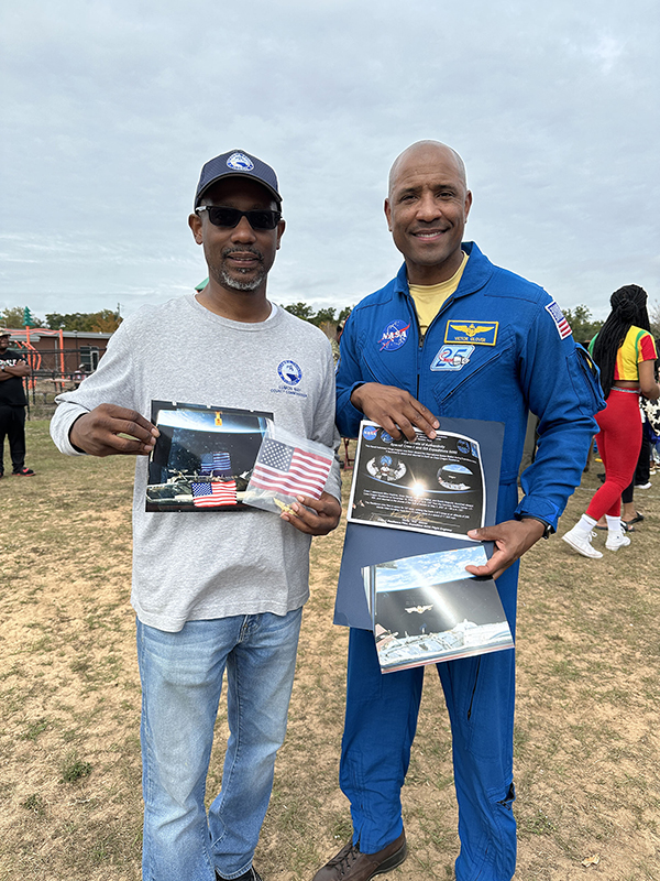 District 3 Commissioner Lumon May and Capt. Victor Glover at Aviation Community Day on Nov. 10, 2023.