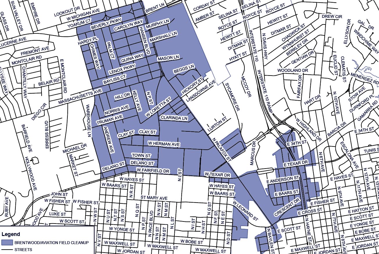 Aviation Field and Brentwood Neighborhood Cleanup Map