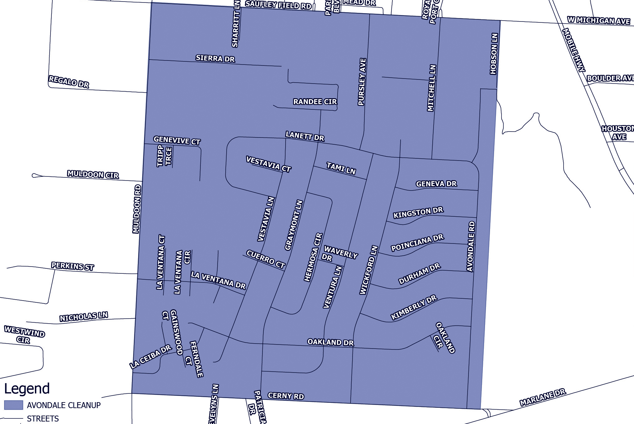 Avondale Neighborhood Cleanup Map