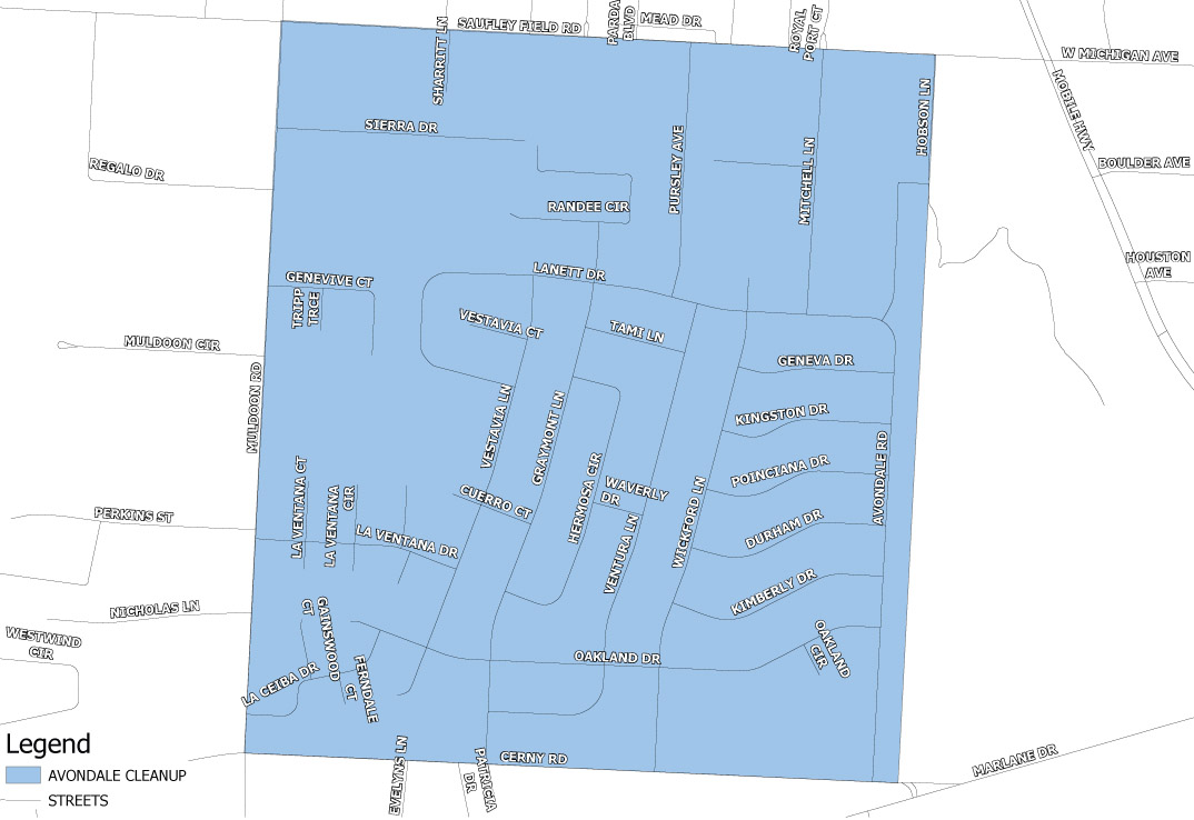 Avondale Neighborhood Cleanup Map