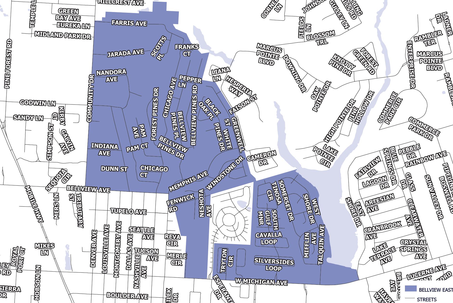 Bellview East Cleanup Map