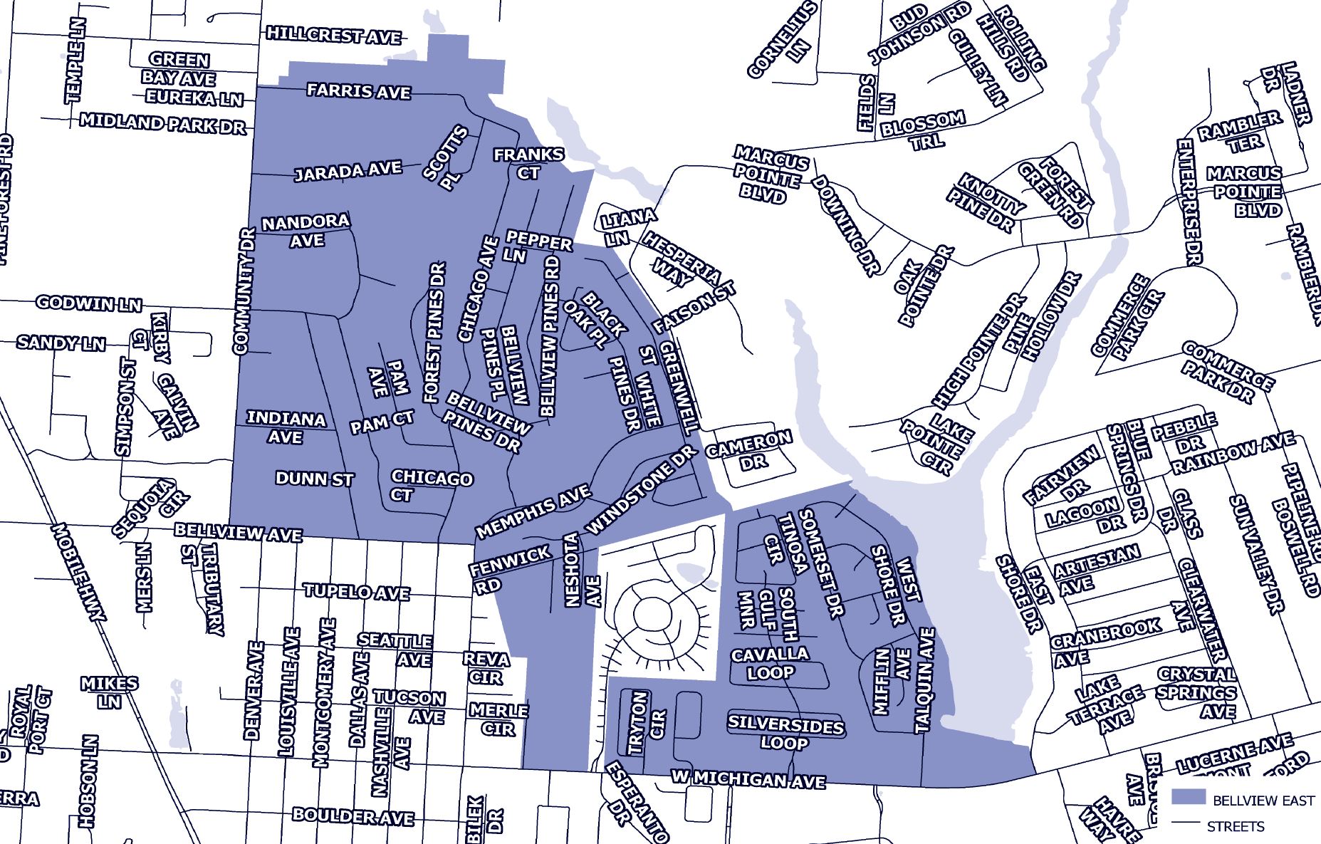 Bellview East Cleanup Map