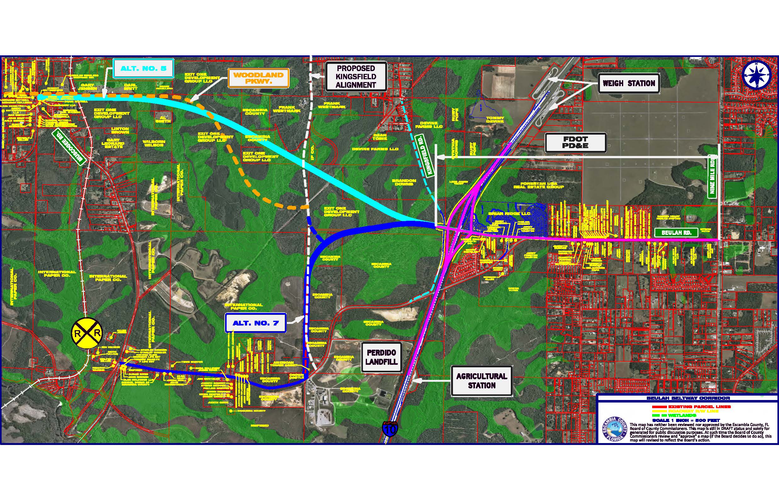 beulah beltway proposed corridor December 2018 reduced aerial map