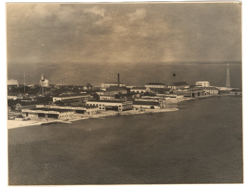 Black and white photograph of Naval Air Station