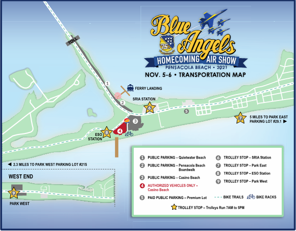 Blue Angels Homecoming Show Transportation Map