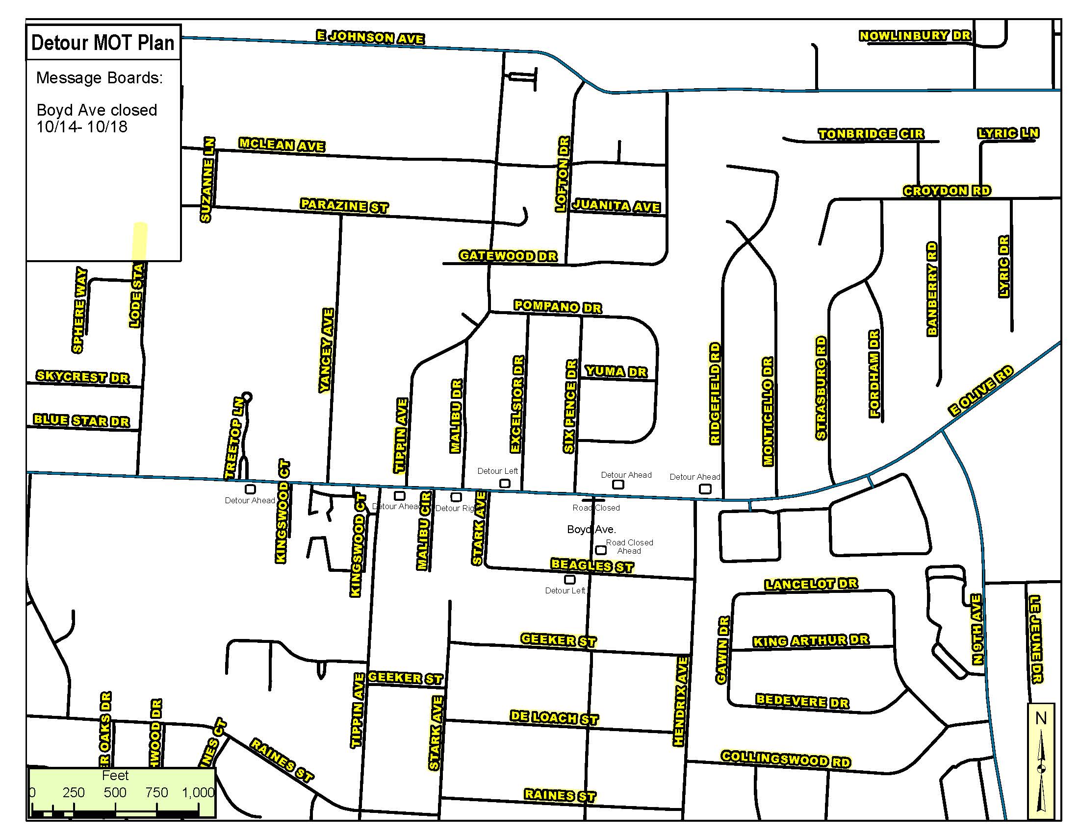 Boyd Ave Closure Map 