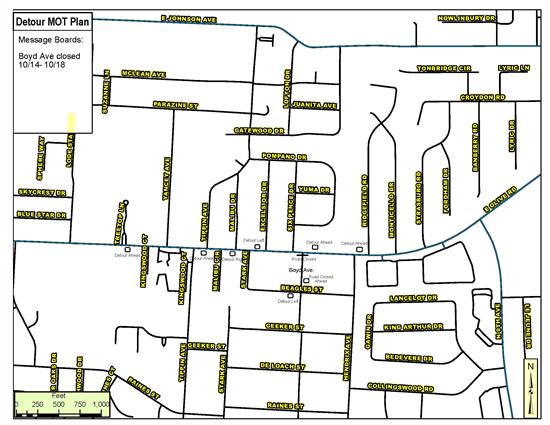 Boyd Ave Closure Map 