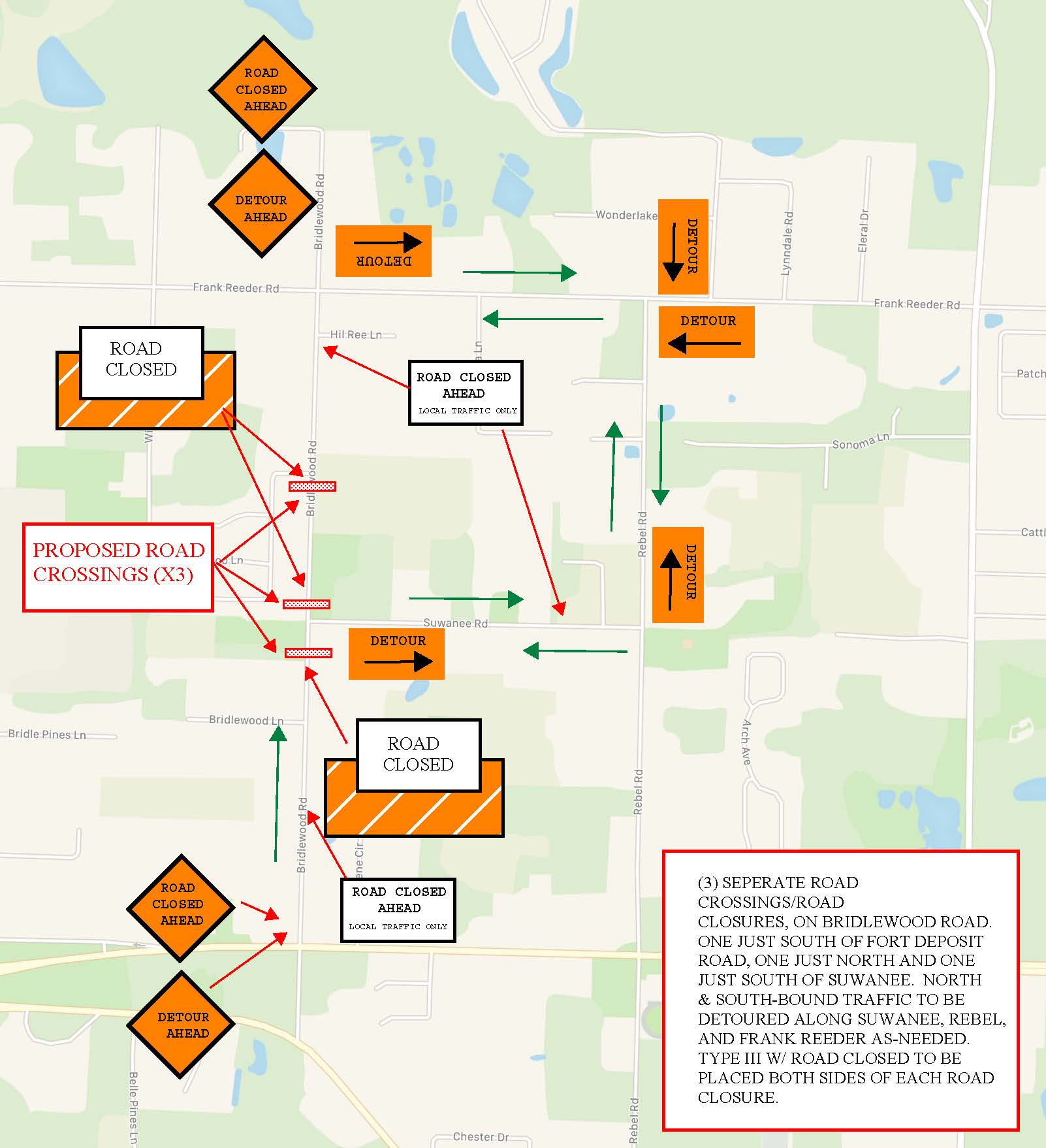 Bridlewood Detour Map