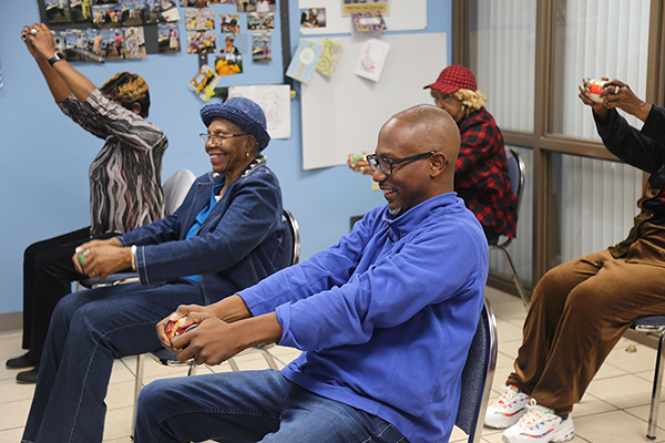 Commissioner Lumon May visits with the Brownsville Silver Seniors