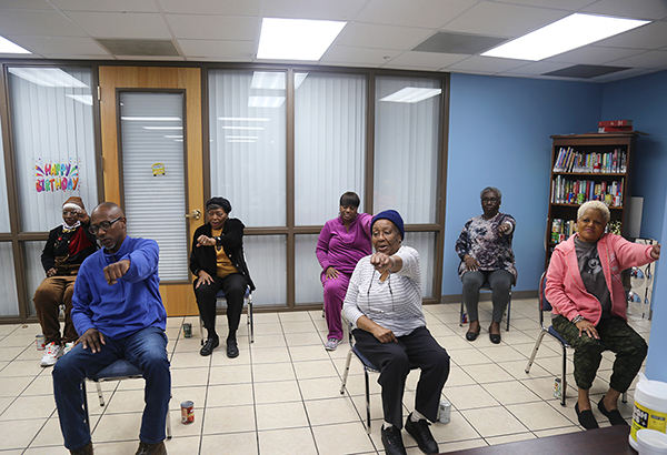 Commissioner Lumon May visits with the Brownsville Silver Seniors