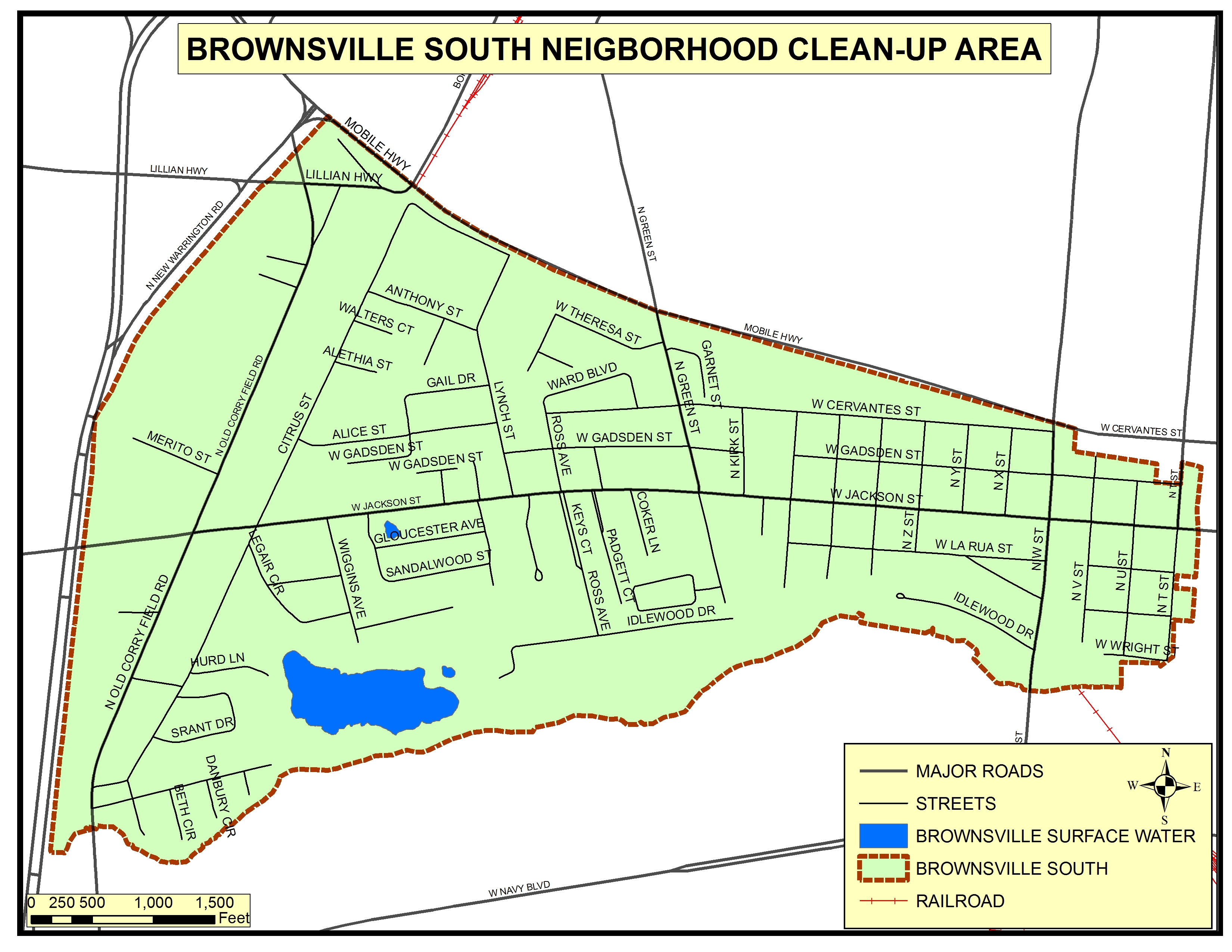 Map of the Brownsville South Cleanup area