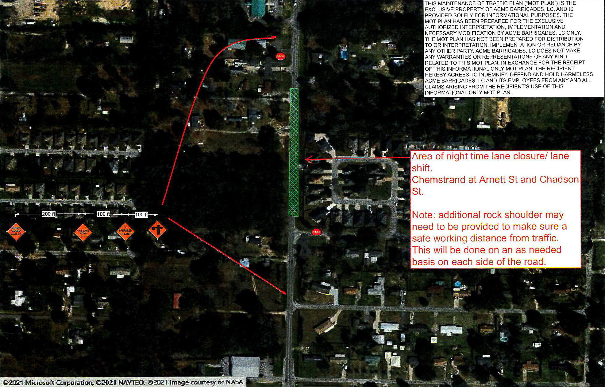 Chemstrand Road Sidewalk and Drainage Project - Roadway Closure or Shift Notification MAP