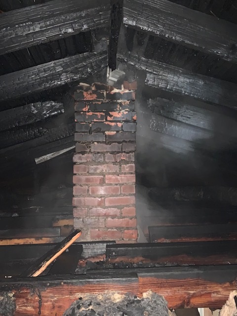 Chimney fire photo from the Pontiac Drive residential structure fire