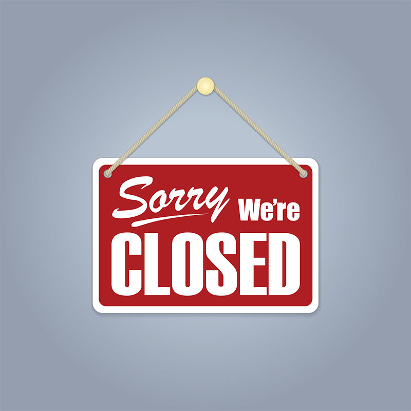 Closed - Sorry Sign